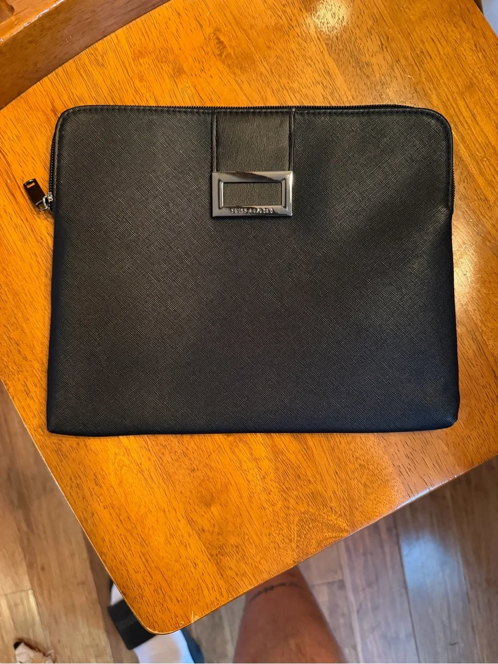 NWOT-Bvlgari Black Saffiano Leather Tablet Case / iPad Sleeve